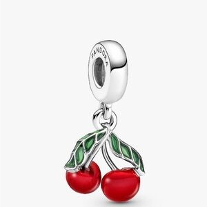 Pandora Red and Green Cherry Necklace Charm